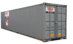 A large metal grey storage container.