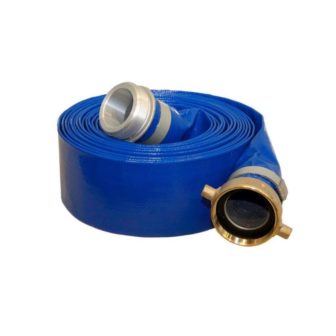 Blue two-inch discharge hose.