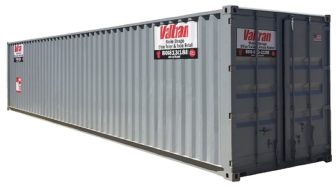 Forty foot metal storage container.