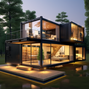 Shipping container house on water