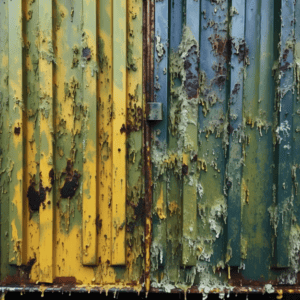 Paint peeling on shipping container