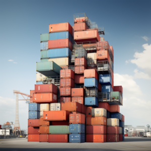 Tower of shipping containers